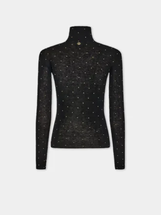 Jersey de cuello alto de lana que se adapta como una segunda piel