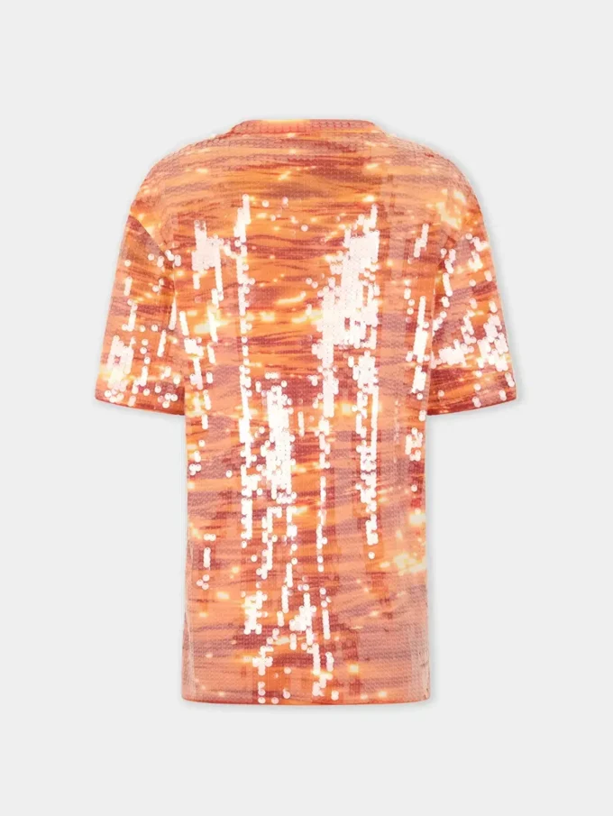 Mini vestido camiseta de algodón y lentejuelas