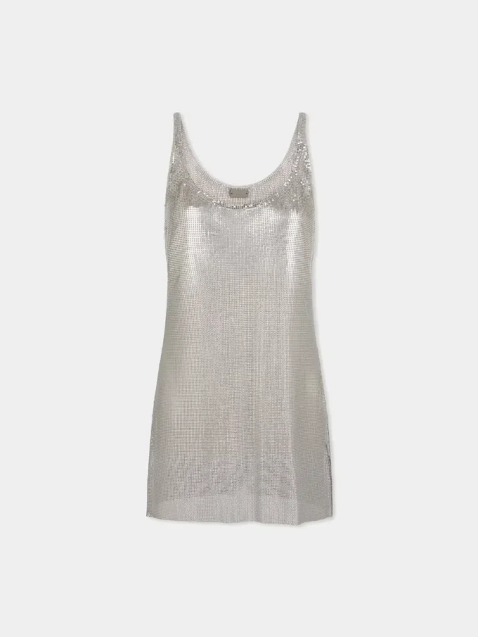 Mini vestido sin mangas de malla