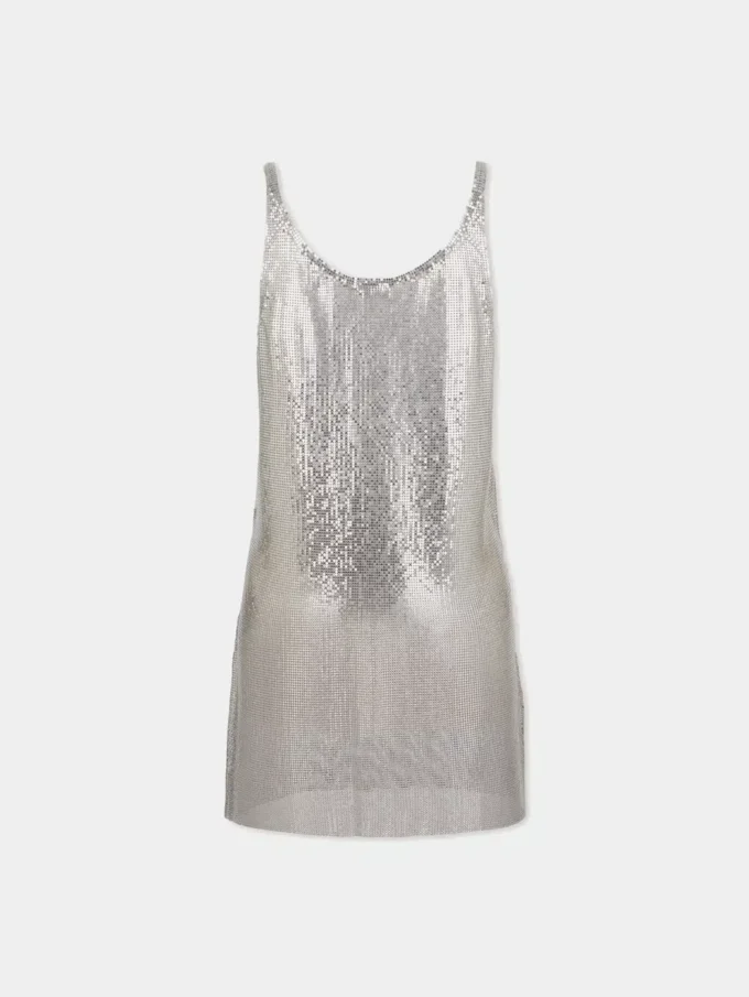 Mini vestido sin mangas de malla