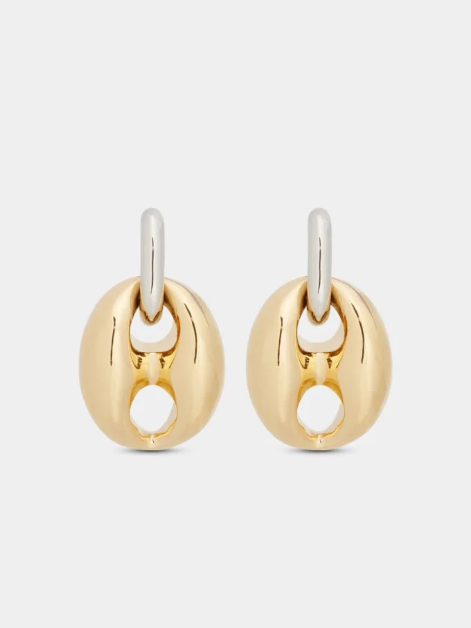 Ocho pendientes gruesos en plata y oro