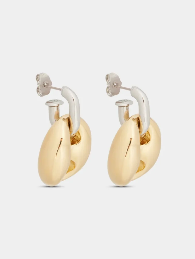 Ocho pendientes gruesos en plata y oro