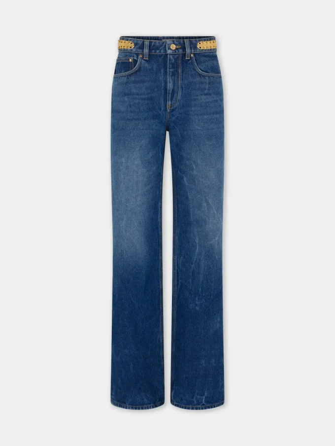 Pantalones de mezclilla holgados en denim lavado oscuro