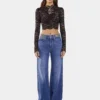 Pantalones de mezclilla holgados en denim lavado oscuro