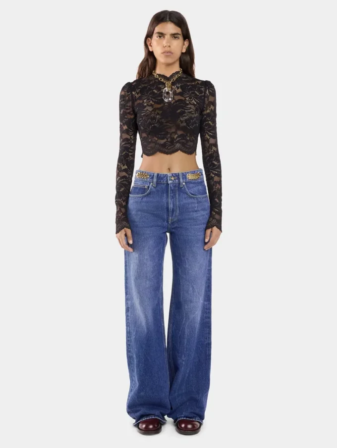 Pantalones de mezclilla holgados en denim lavado oscuro