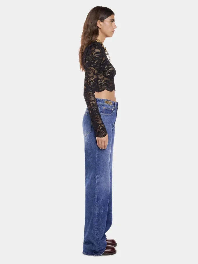 Pantalones de mezclilla holgados en denim lavado oscuro