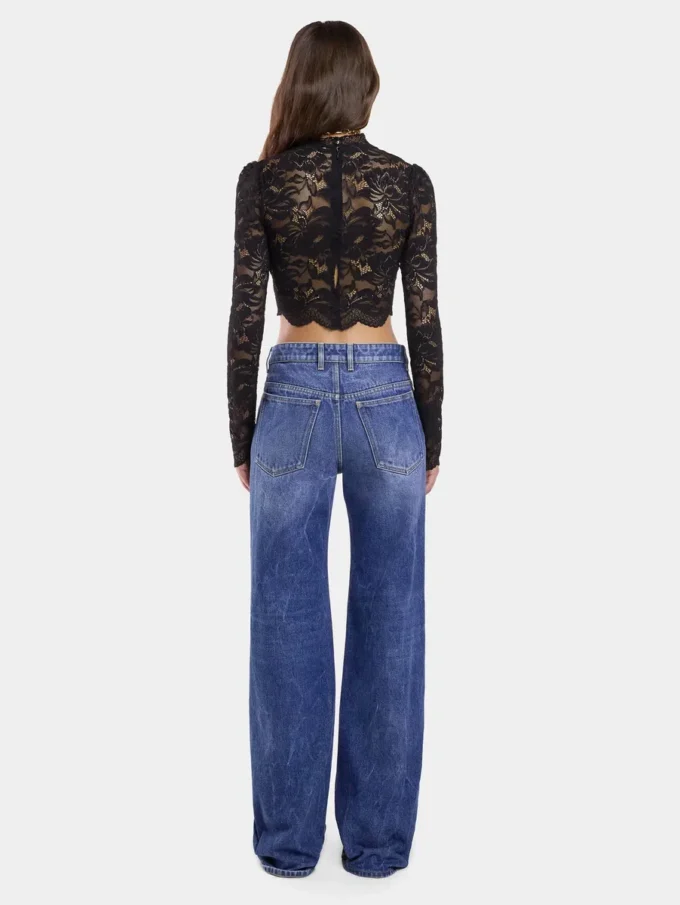 Pantalones de mezclilla holgados en denim lavado oscuro