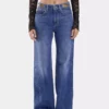 Pantalones de mezclilla holgados en denim lavado oscuro