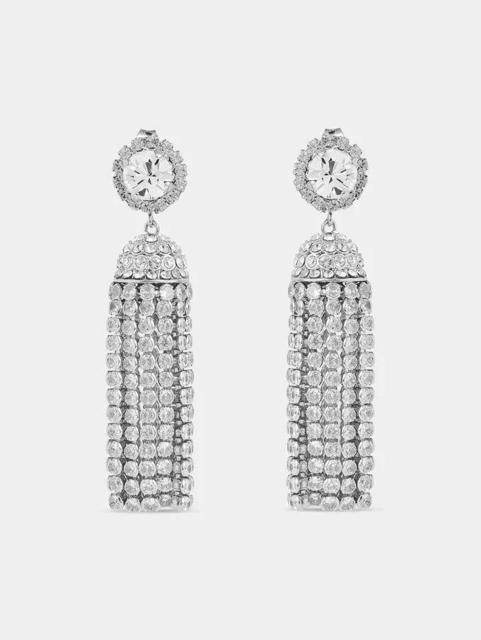 Pendientes con borla de cristal