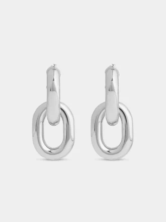 Pendientes de eslabones dobles XL de plata