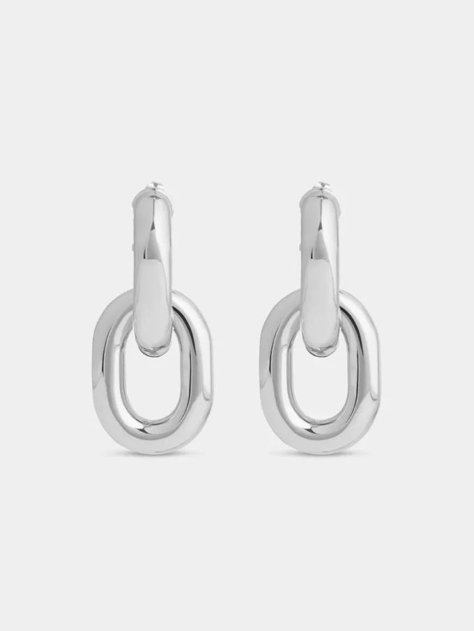 Pendientes de eslabones dobles XL de plata