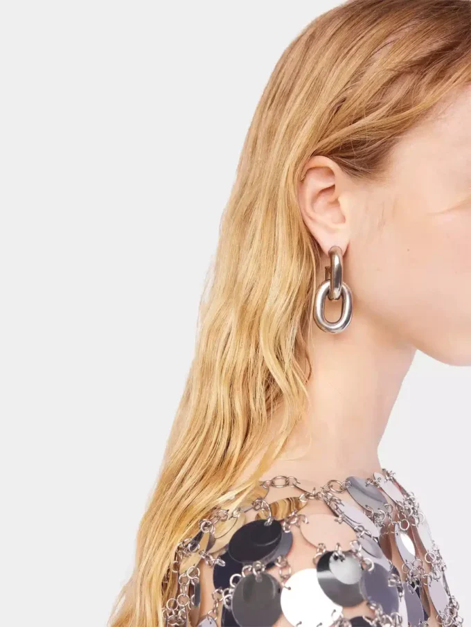 Pendientes de eslabones dobles XL de plata