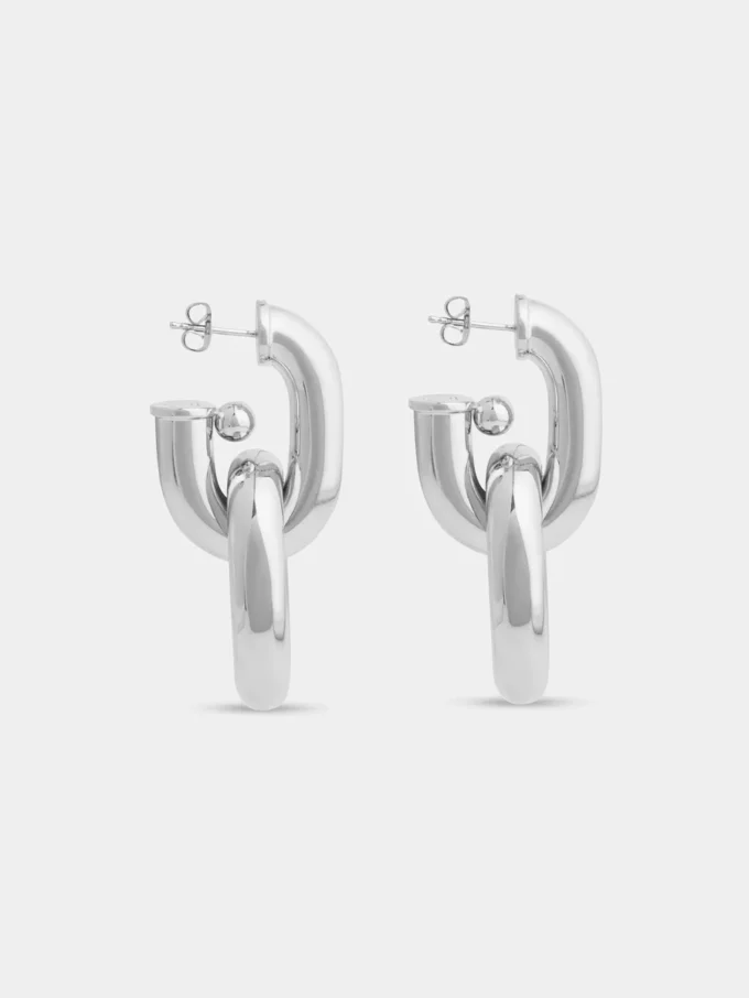 Pendientes de eslabones dobles XL de plata