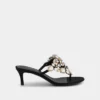 Sandalias de tacón bajo con strass