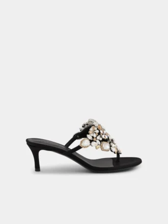 Sandalias de tacón bajo con strass