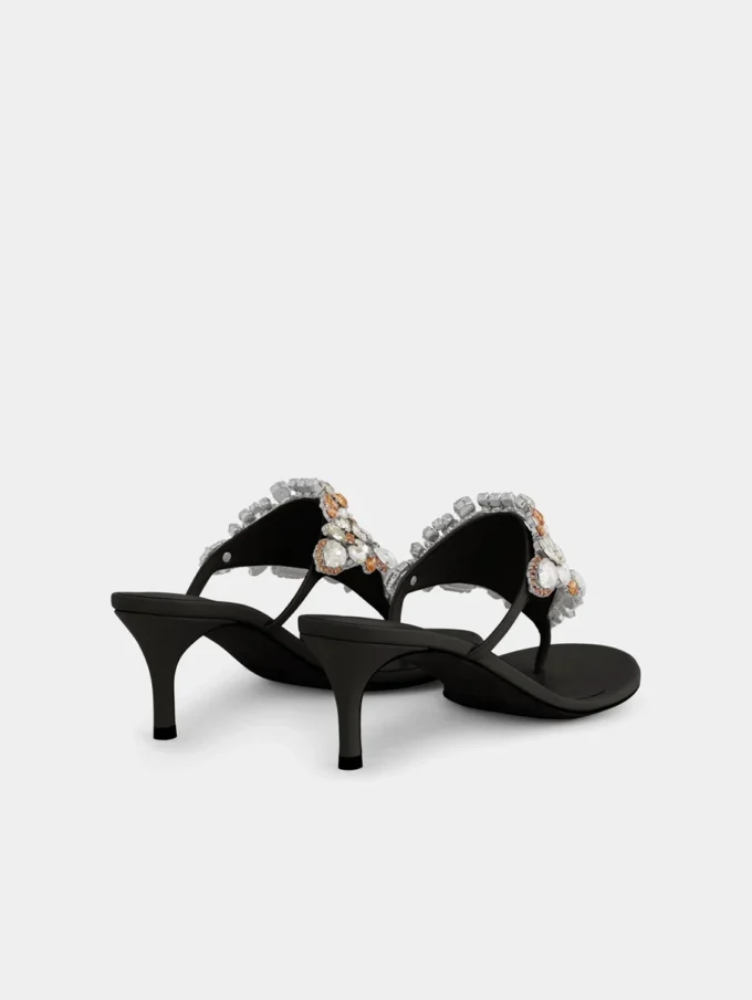 Sandalias de tacón bajo con strass