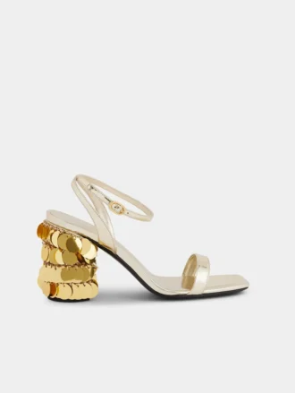 Sandalias doradas con tacones de disco Sparkle