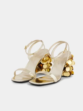 Sandalias doradas con tacones de disco Sparkle
