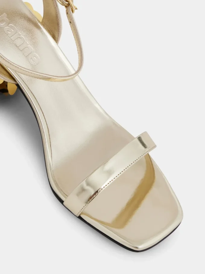 Sandalias doradas con tacones de disco Sparkle