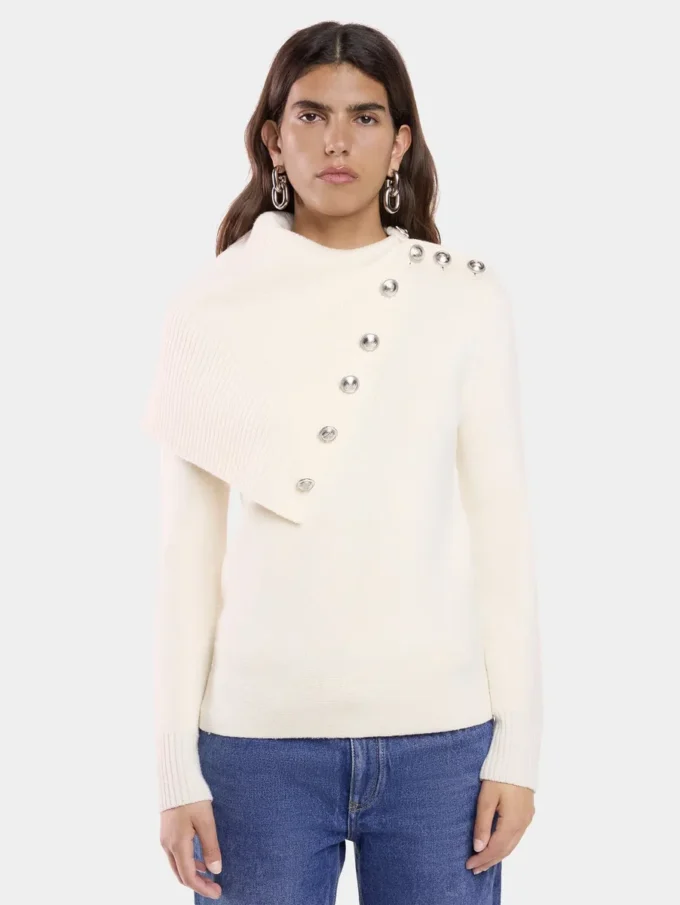 Suéter blanco roto de lana