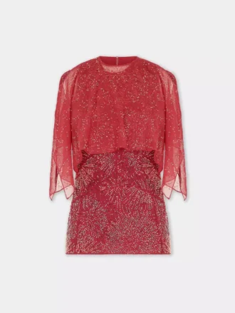 Top de crepé con bordado de perlas