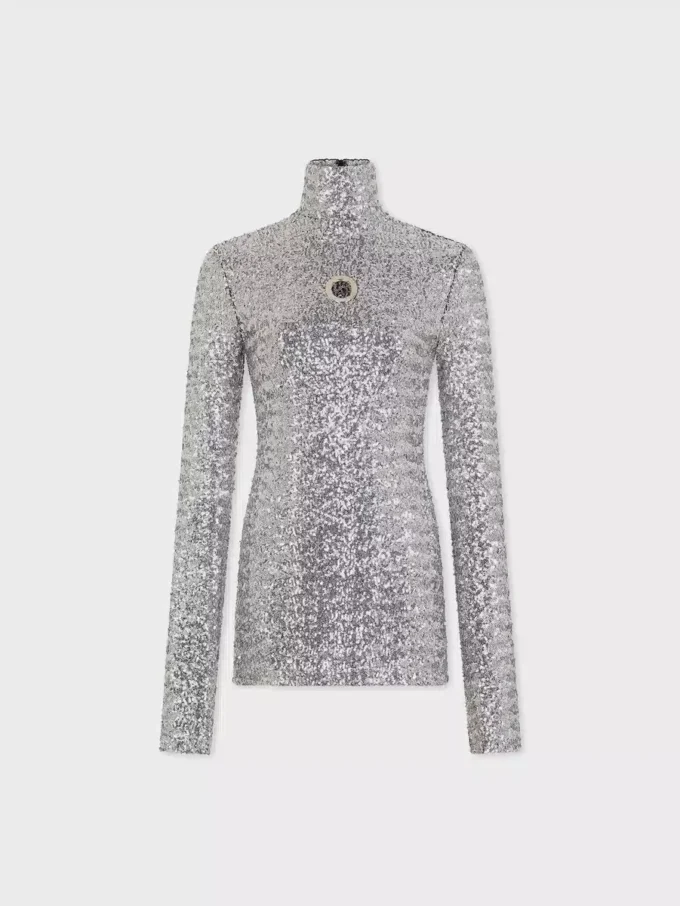 Top de cuello alto con lentejuelas