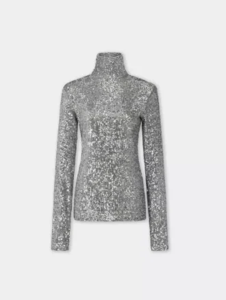 Top de cuello alto con lentejuelas