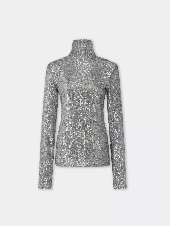 Top de cuello alto con lentejuelas