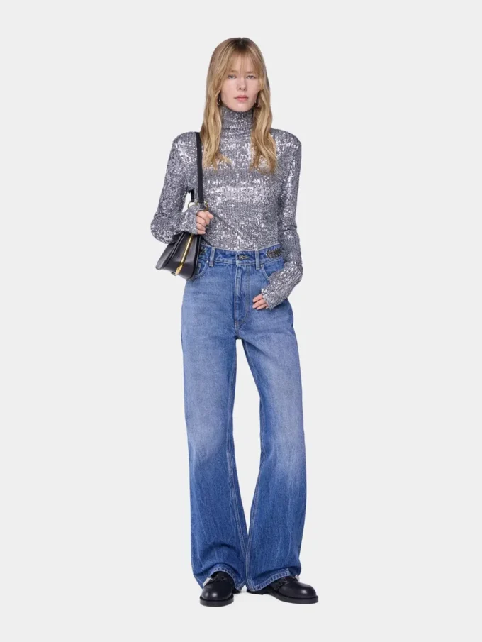 Top de cuello alto con lentejuelas