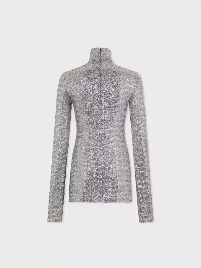 Top de cuello alto con lentejuelas
