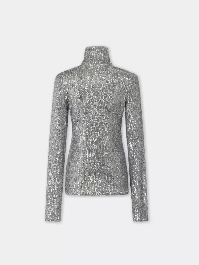 Top de cuello alto con lentejuelas