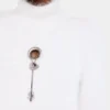 Top de cuello alto de punto cepillado.