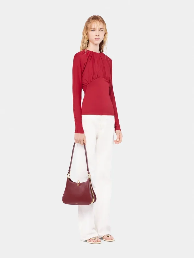 Top de jersey con detalles fruncidos