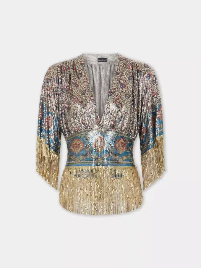 Top de malla estampada
