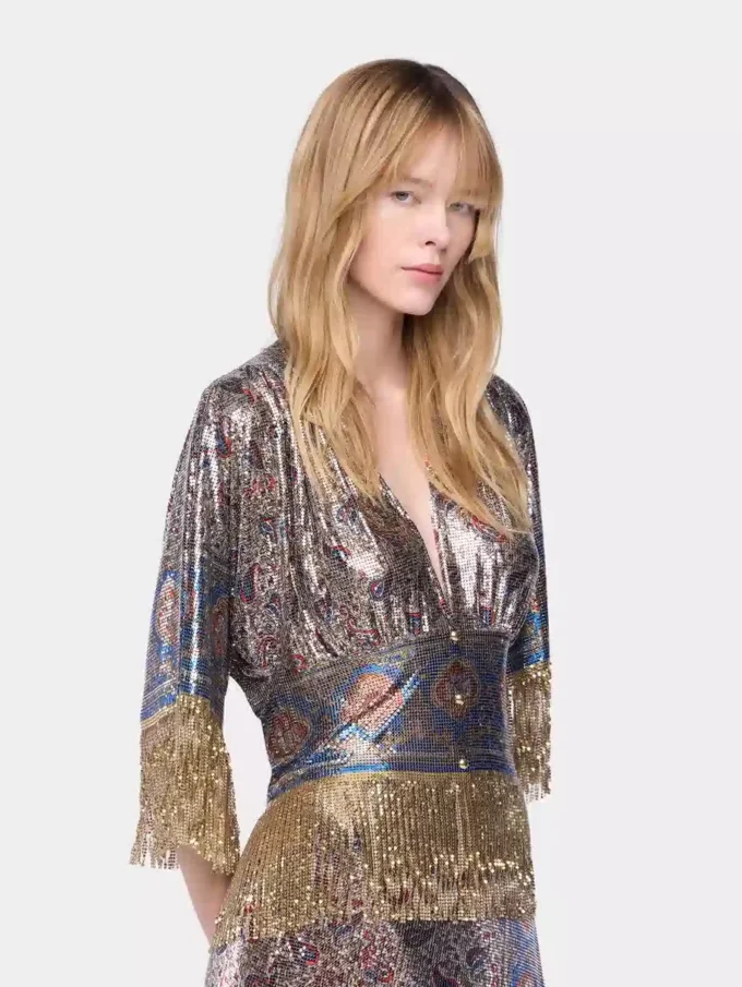 Top de malla estampada