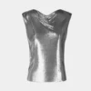 Top de malla mini plateada