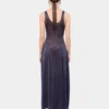 Vestido acampanado de punto con detalles hotfix