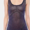 Vestido acampanado de punto con detalles hotfix