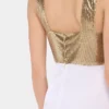 Vestido asimétrico de malla y satén
