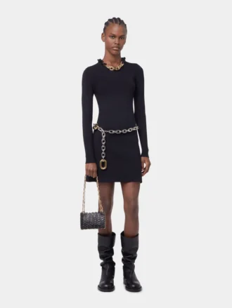 VESTIDO CORTO DE PUNTO NEGRO