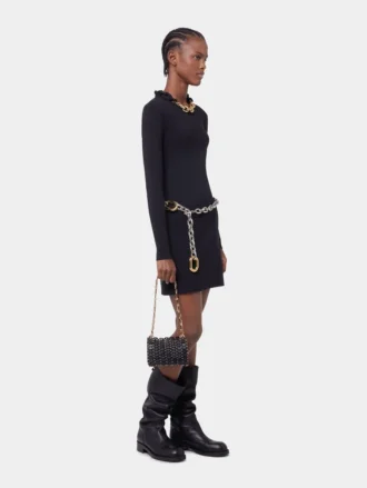 VESTIDO CORTO DE PUNTO NEGRO
