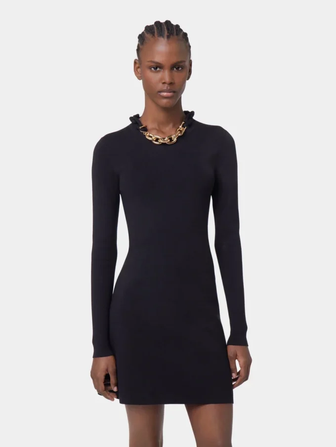 VESTIDO CORTO DE PUNTO NEGRO