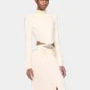 Vestido largo color crema de jersey