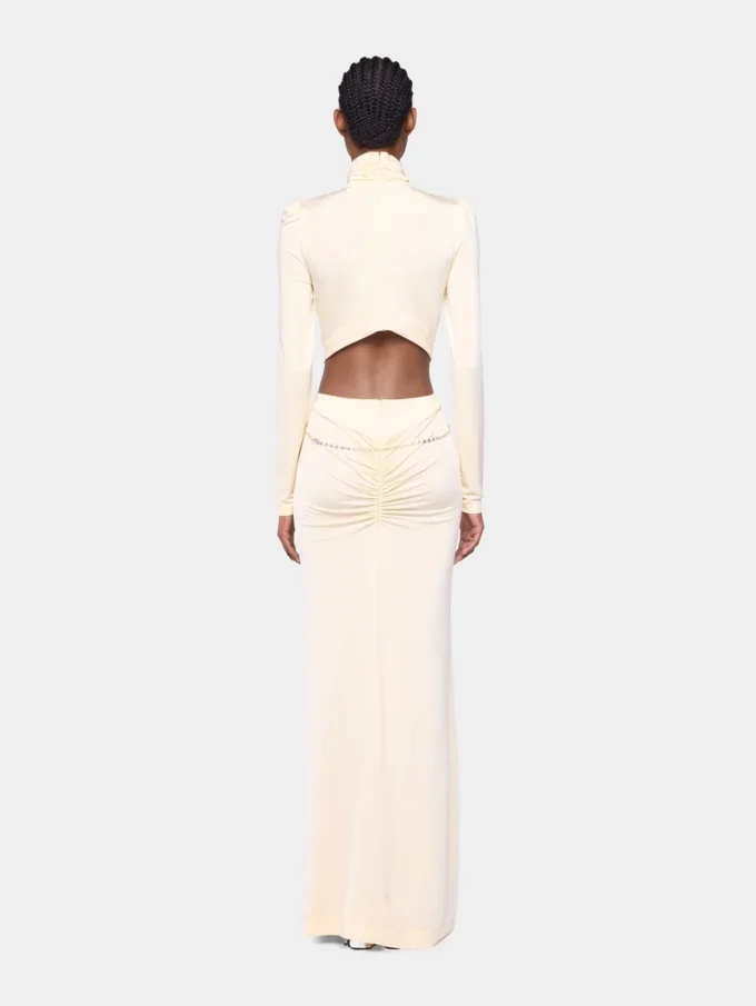 Vestido largo color crema de jersey