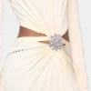 Vestido largo color crema de jersey