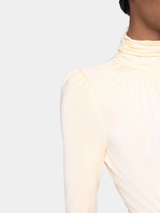 Vestido largo color crema de jersey