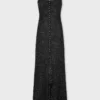 Vestido largo de crepé con bordados de perlas