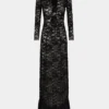 Vestido largo de encaje negro