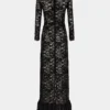 Vestido largo de encaje negro