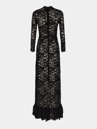 Vestido largo de encaje negro
